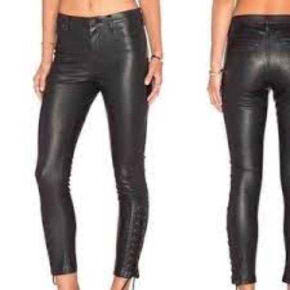 😍BLANK NYC ANKLE LACE UP FAUX LEATHER SKINNY PANTS SIZE 26 - Picture 4 of 10